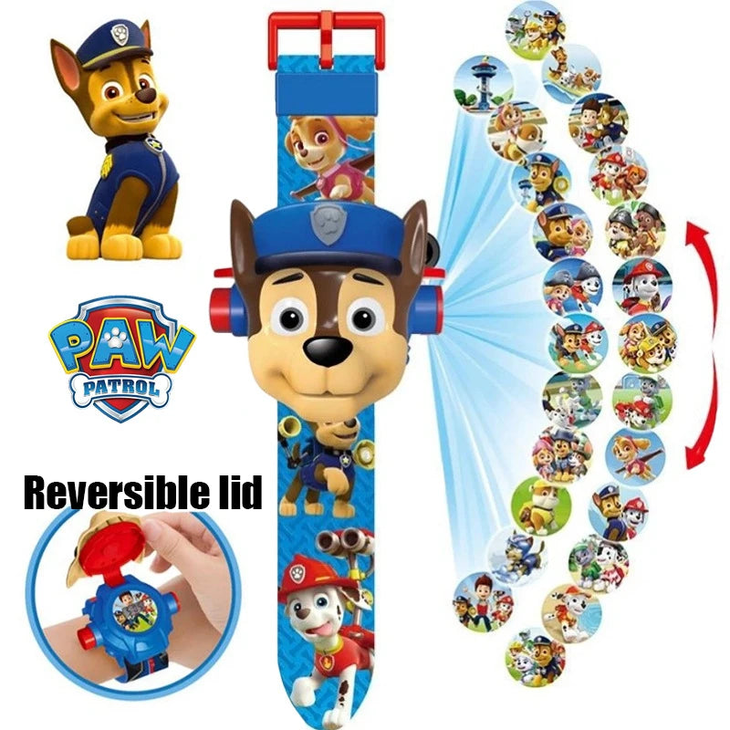 Paw Patrol Projection Watch - 3D Cartoon Design Featuring Skye, Chase & Rubble - Digital Toy Watch - Fun Gift Idea-