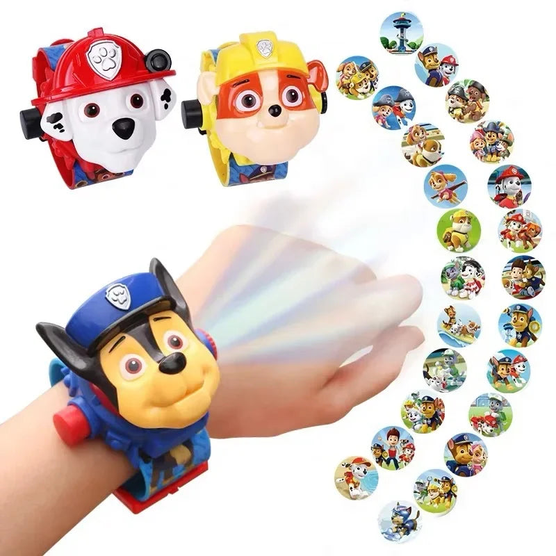 Paw Patrol Projection Watch - 3D Cartoon Design Featuring Skye, Chase & Rubble - Digital Toy Watch - Fun Gift Idea-