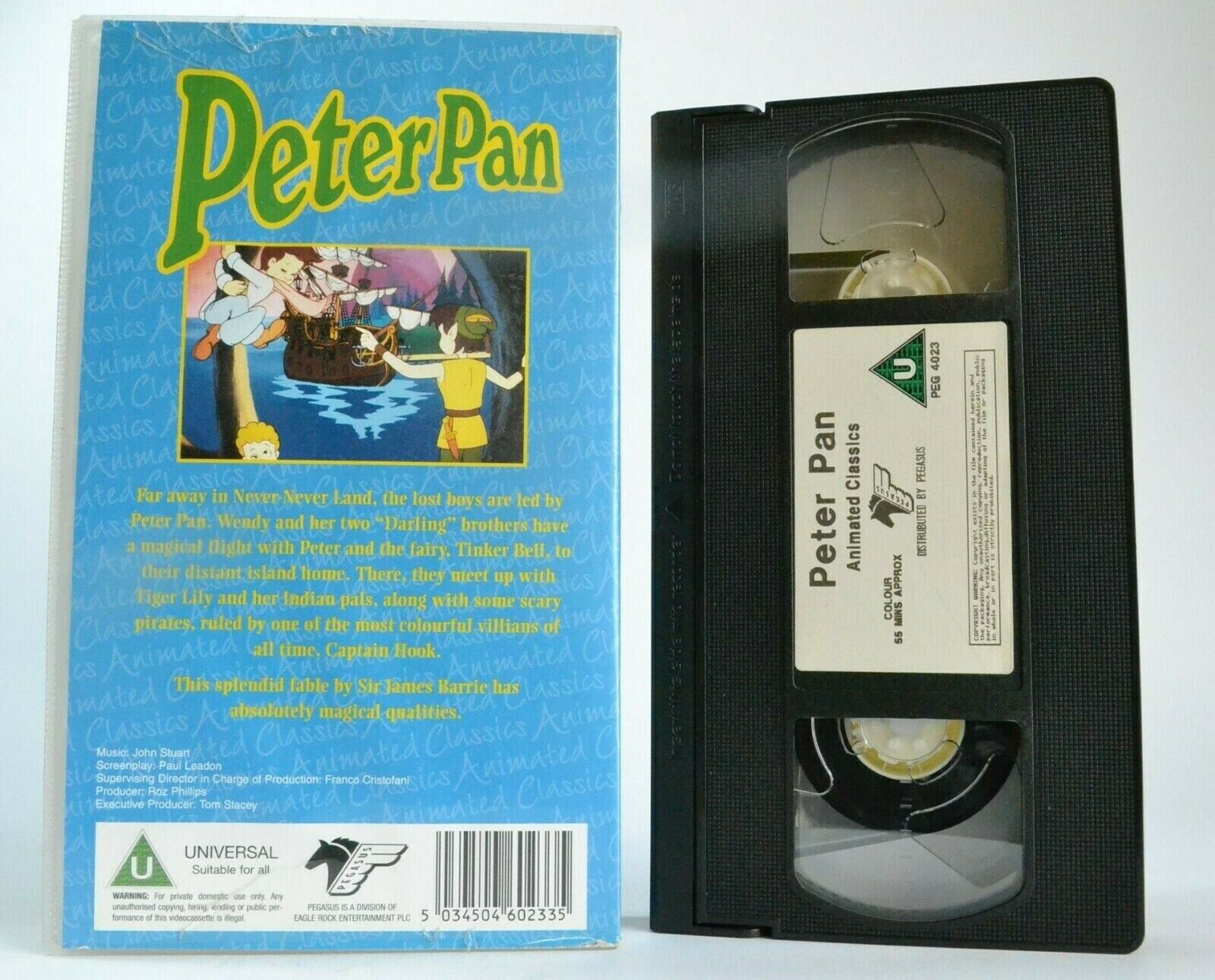 Peter Pan -<Sir James Barrie>- Fairy Tale - Never Never Land - Children's - VHS-