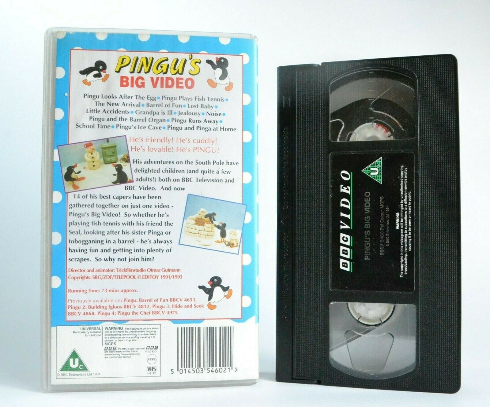 Pingu: Big Video - Lovable Penguin - Animated Adventures - Children's - Pal VHS-