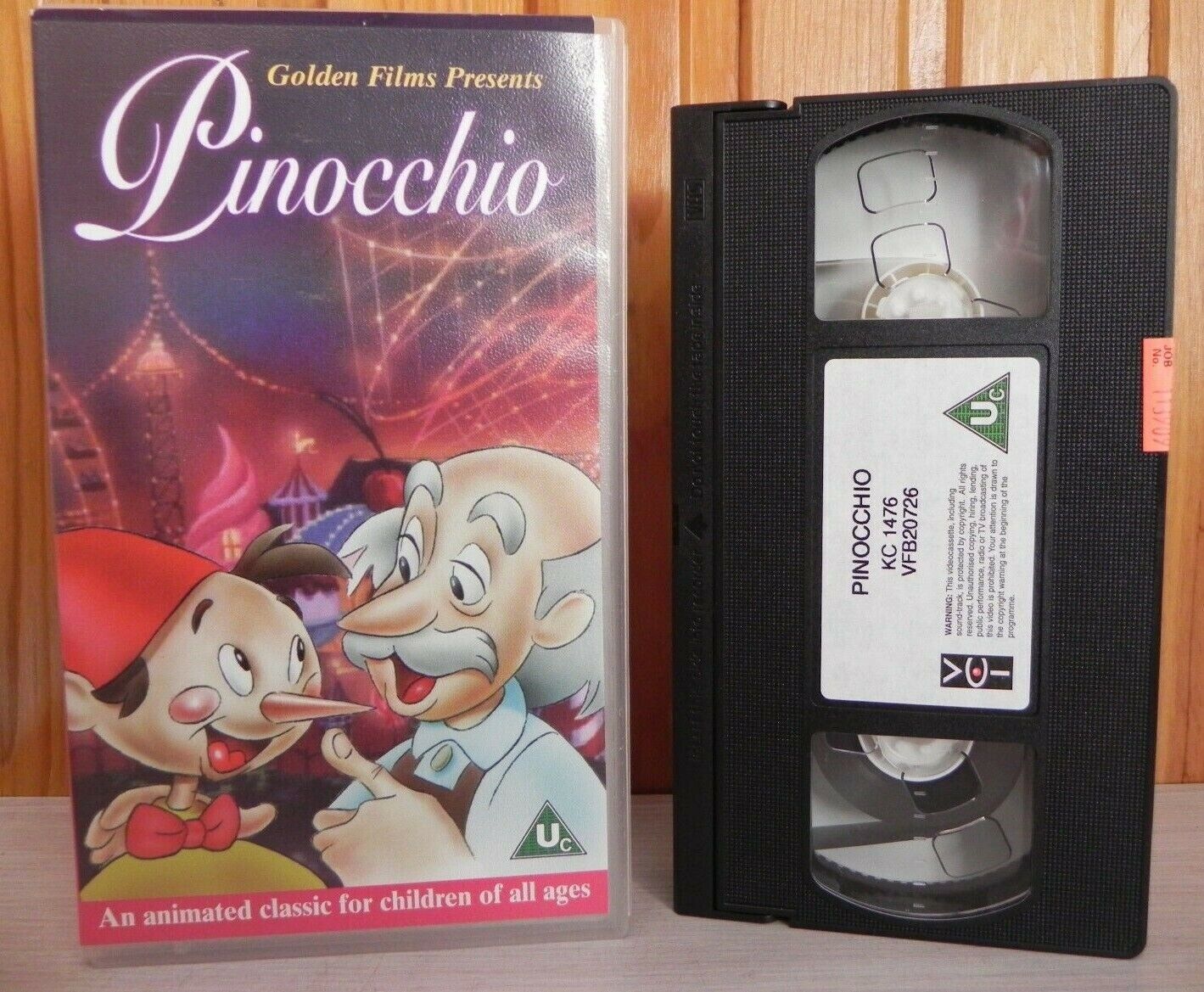 Pinocchio:Carlo Collodi - Kids Club Video - Children Family - Golden Films - VHS-