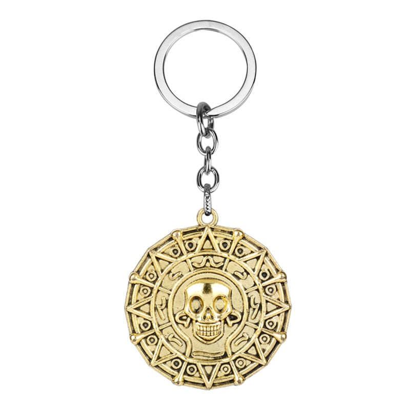 Pirates Of The Caribbean - Jack Sparrow Aztec Coin Medallion - Vintage Gold Bronze Or Silver - Movie Prop Replica Pendant & Necklace-gold 1-