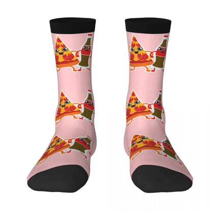 Pizza Coke Fast Food Addict Stockings - Spring Anti Bacterial Socks - Girls Outdoor Medium Soft-3-One Size-