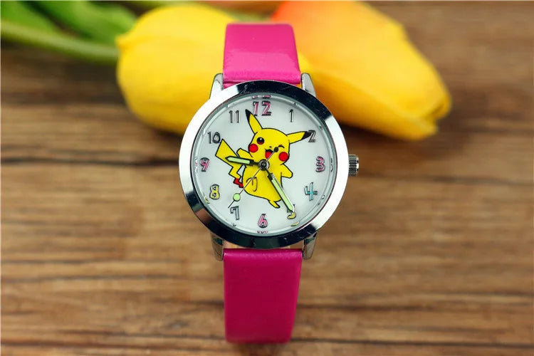 Pokémon Dial Kids Watch - Cute Anime Design - Luminous Quartz Leather Wrist Watch - Perfect Birthday Gift for Kids-15-