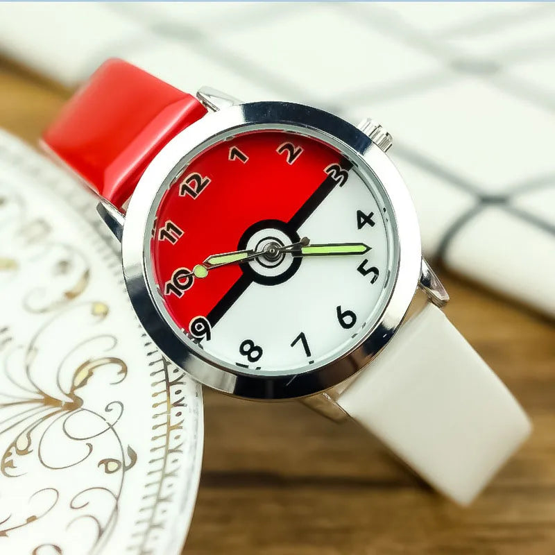 Pokémon Dial Kids Watch - Cute Anime Design - Luminous Quartz Leather Wrist Watch - Perfect Birthday Gift for Kids-