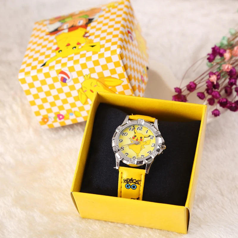 Pokémon Pikachu Quartz Watch - Stylish Silicone Strap Wristwatch - Cute Accessories for Kids - Great Gift Toy-yellow-