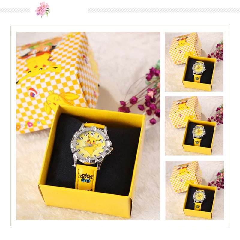 Pokémon Pikachu Quartz Watch - Stylish Silicone Strap Wristwatch - Cute Accessories for Kids - Great Gift Toy-yellow-