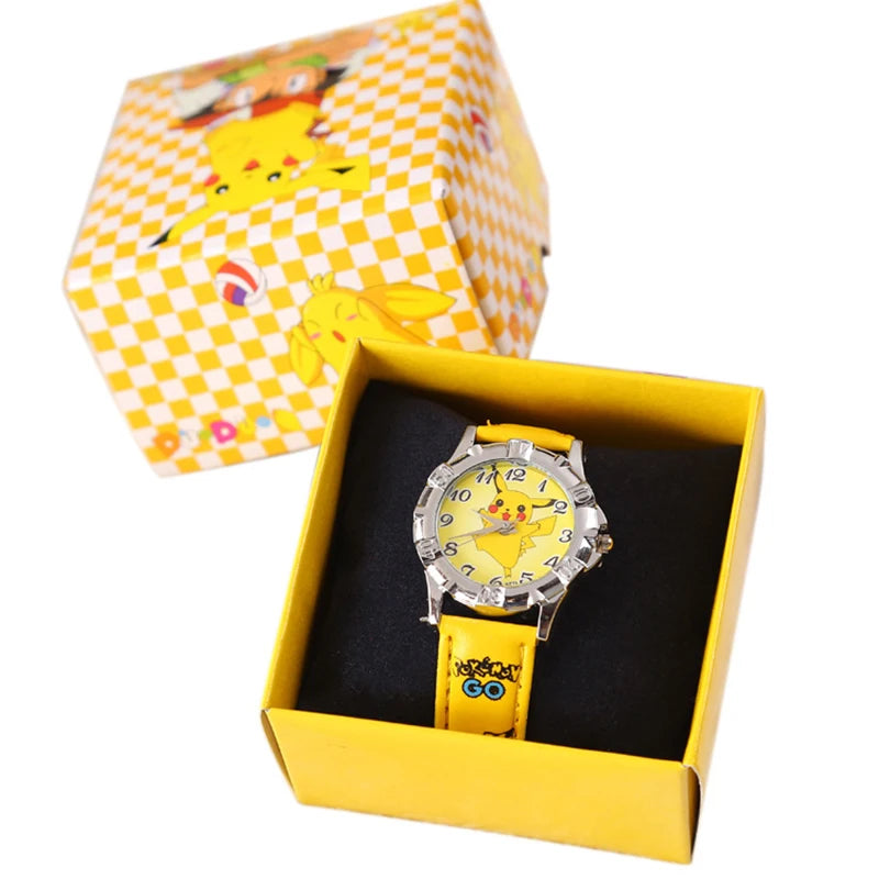 Pokémon Pikachu Quartz Watch - Stylish Silicone Strap Wristwatch - Cute Accessories for Kids - Great Gift Toy-yellow-