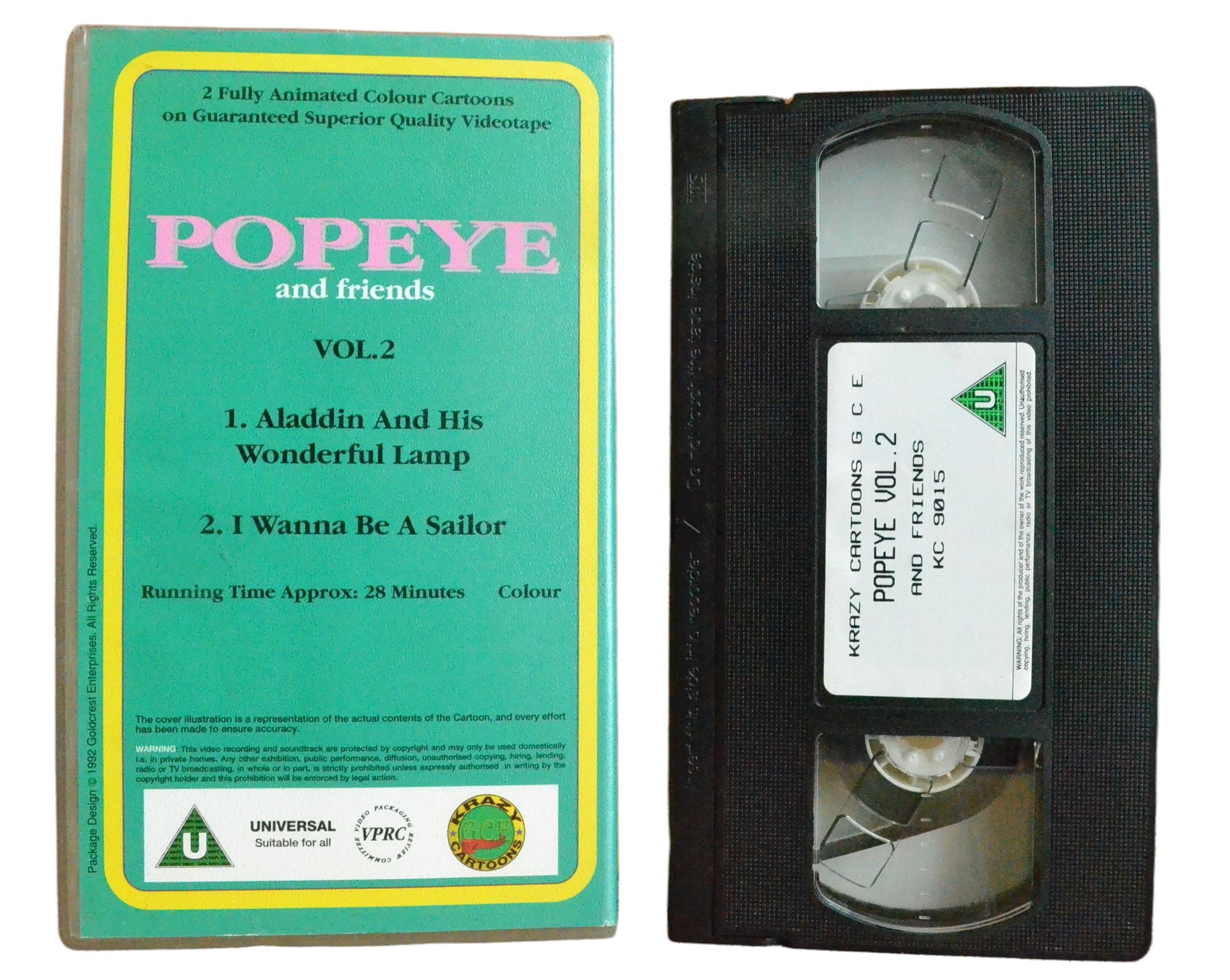 Popeye and Friends: Vol. 2 - Krazy Cartoons - Children’s - Pal VHS-