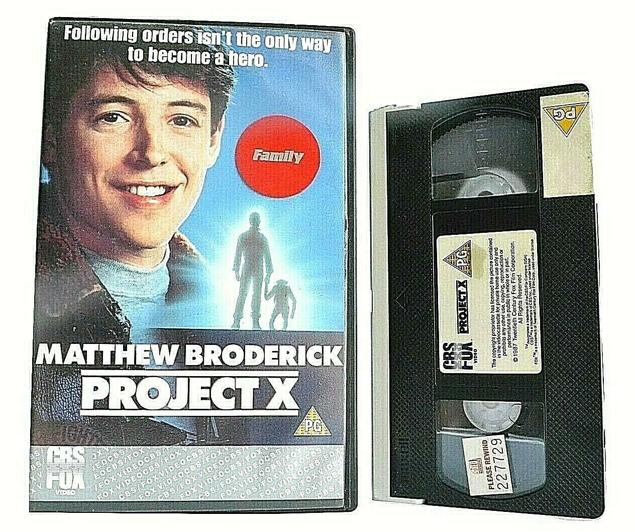 Project X: (1987) CBS/FOX - Sci-Fi - Large Box - Matthew Broderick - Pal VHS-