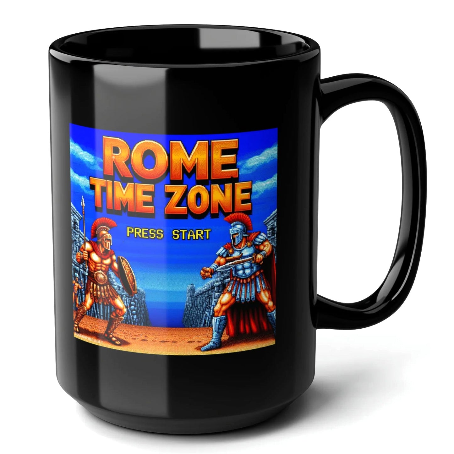 Rome Time Zone Black Mug (15oz) - awesome arcade games-15oz-