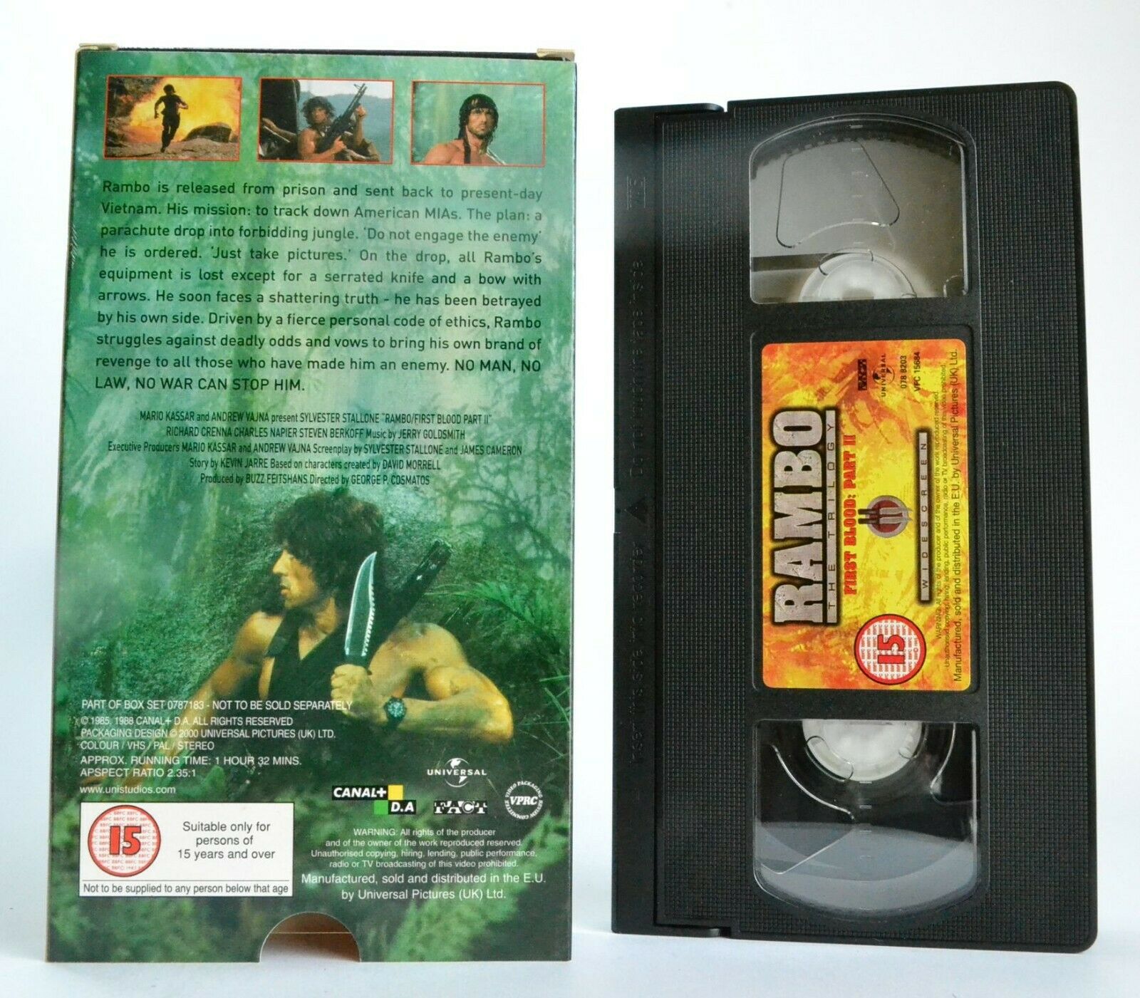 Rambo:First Blood, Part 2 - Action - Digitally Remastered - Widescreen - Pal VHS-