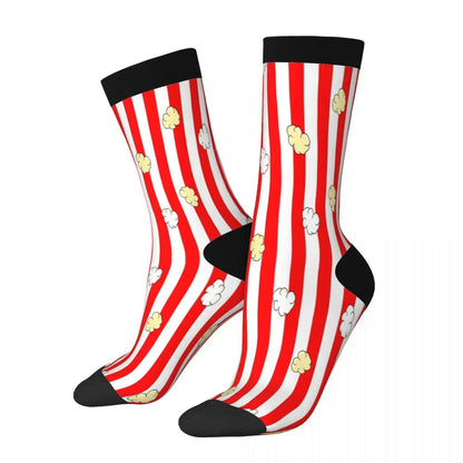 Red Stripe Popcorn Socks - Male Mens & Women Summer Stockings - Harajuku Fashion-3 Black-One Size-