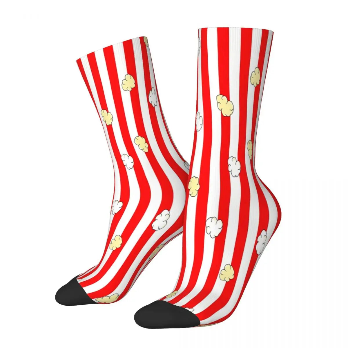 Red Stripe Popcorn Socks - Male Mens & Women Summer Stockings - Harajuku Fashion-WHITE-One Size-