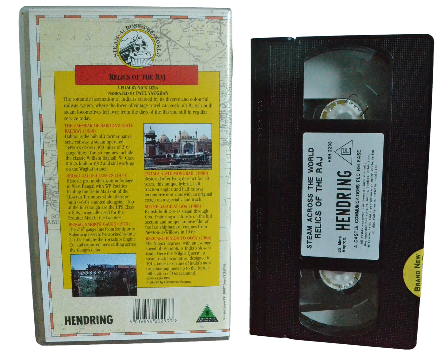 Relics of The Raj - Paul Vaughan - Hendring - HEN 2293 - Steam Trains - Pal - VHS-