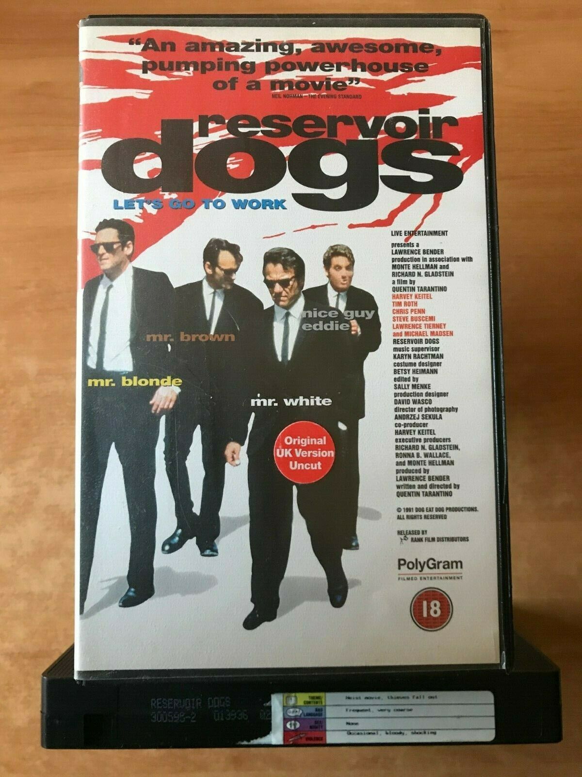 Reservior Dogs: Tarantino Classic [Big Box] Crime Thriller - Harvey Keitel - VHS-