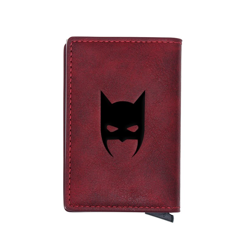 Retro Classic Bat Hero Head Design Card Holder Wallets Men Women Boy Rfid Leather Short Purse Slim Mini Wallet Small Money Bag-