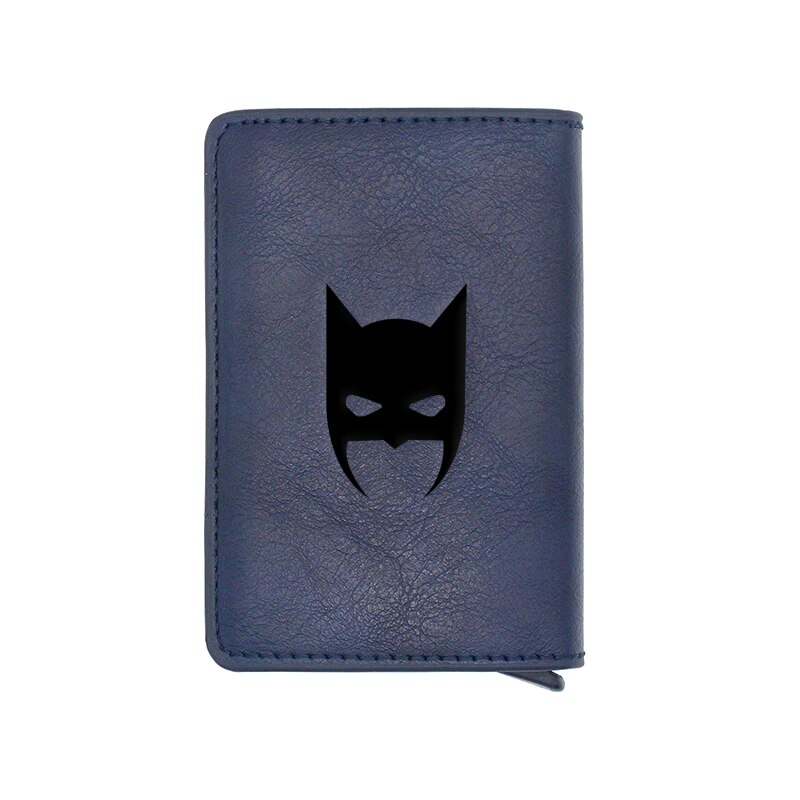 Retro Classic Bat Hero Head Design Card Holder Wallets Men Women Boy Rfid Leather Short Purse Slim Mini Wallet Small Money Bag-