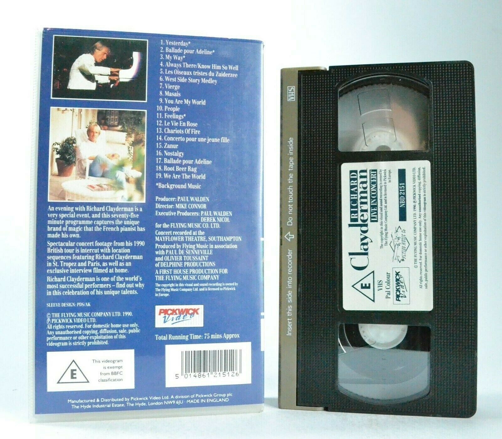 Richard Clayderman: Live In Concert - French Pianist - Magic Music - Pal VHS-