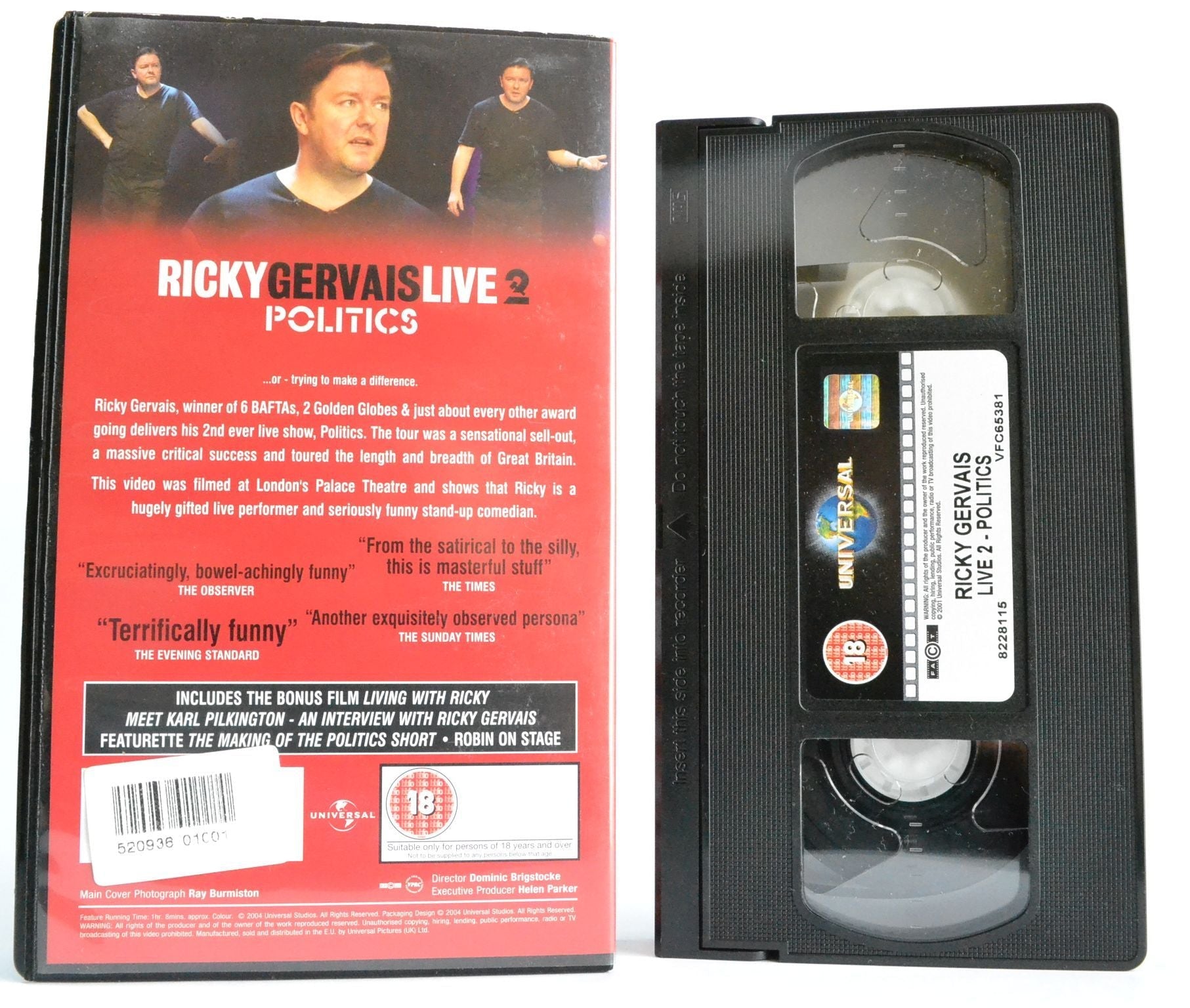 Ricky Gervais: Live 2 (Politics) Stand-Up Comedy - Palace [4 Bonuses Inside] VHS-