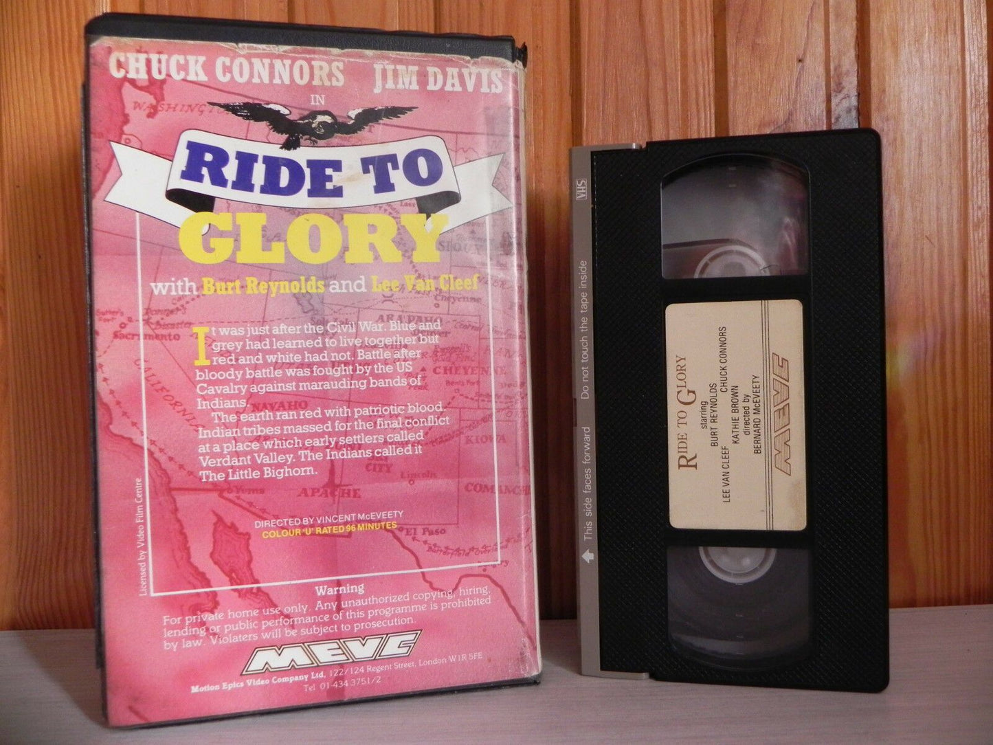 Ride To Glory: Burt Reynolds / Chuck Connors - Western - Mevc Pre-Cert - Large Box - Pal VHS-