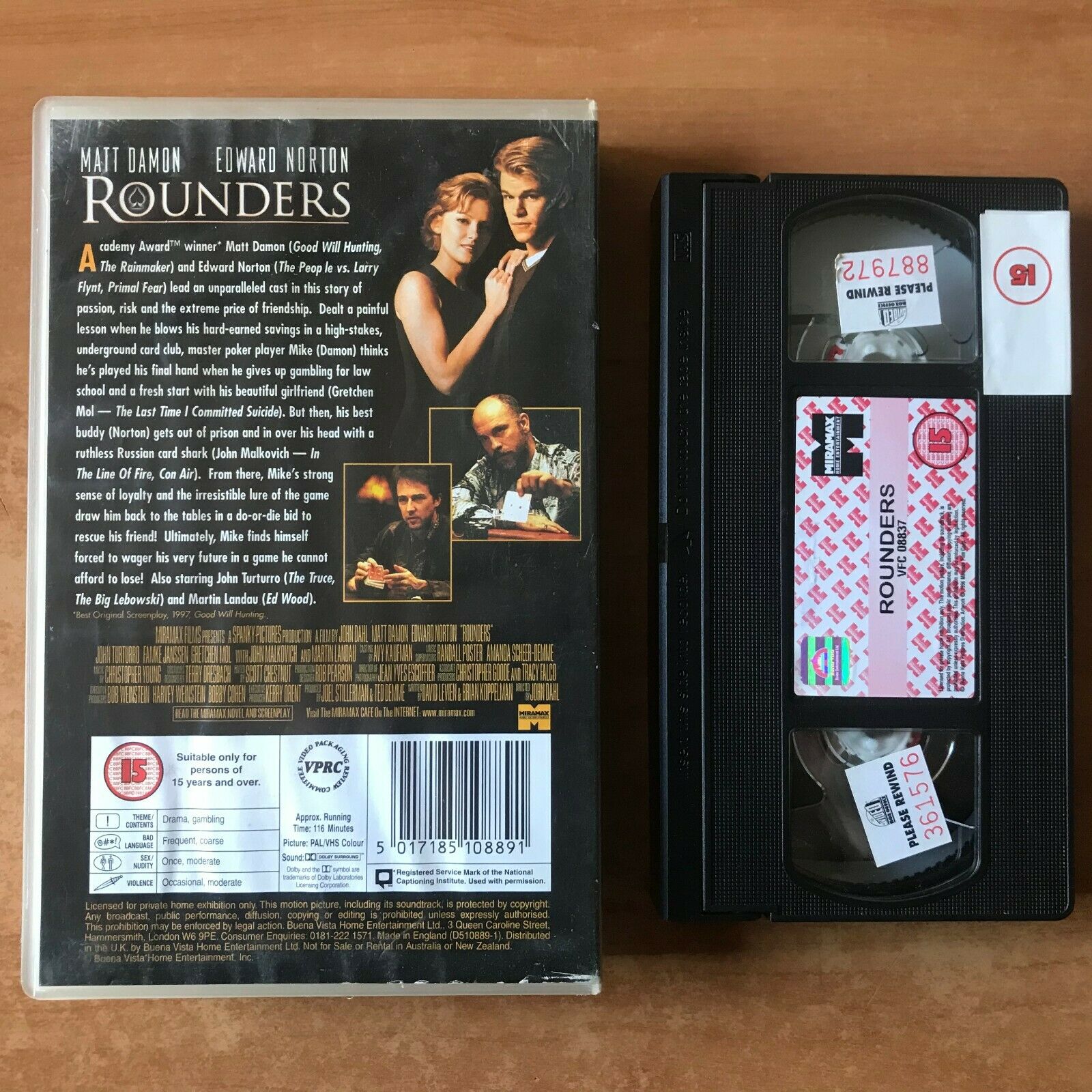 Rounders: Underground Poker - Drama [Big Box] Matt Damon / Edward Norton - VHS-