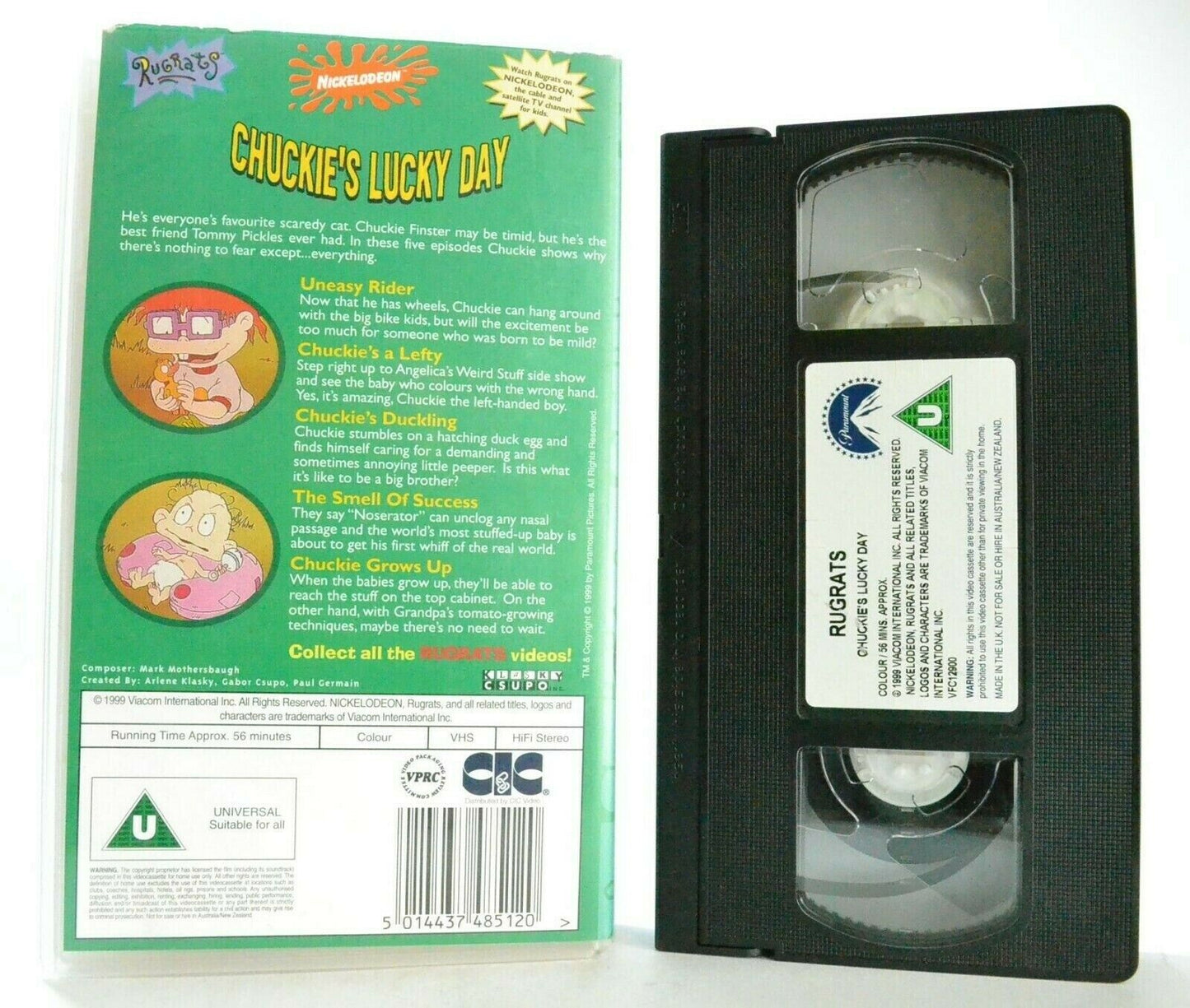 Rugrats: Chuckie's Lucky Day - 5 Episodes - Animated Adventures - Kids - Pal VHS-