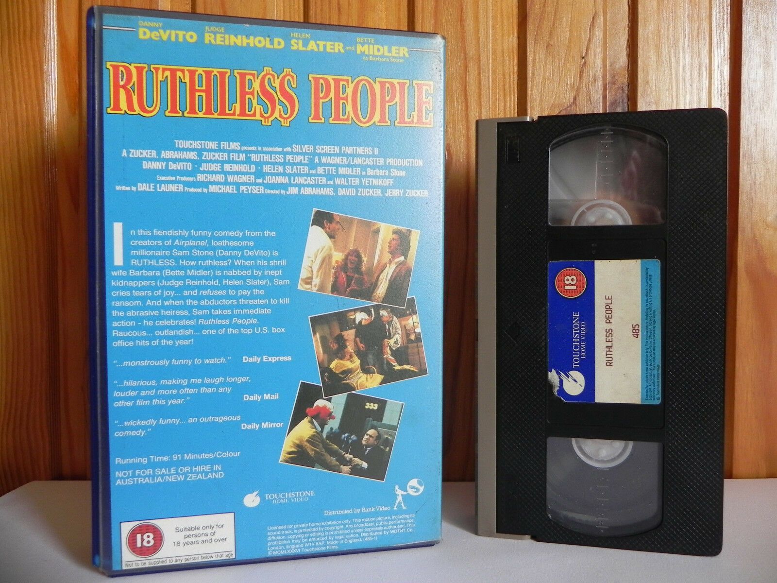 Ruthless People - Touchstone - Comedy - Danny DeVito - Large Box - Pal VHS-