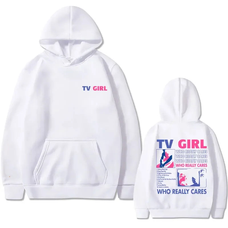 French Exit Hoodie - TV Girl Album Print - Oversized Gothic Sweatshirts for Men or Women-White-XXXL-