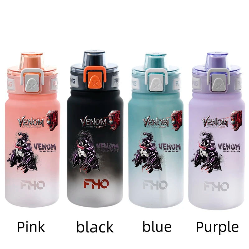 Marvel Venom Kettle - Portable Plastic Water Bottle - Animation Peripheral Spider-Man Drinking Cup for Students-dy4-Purple-