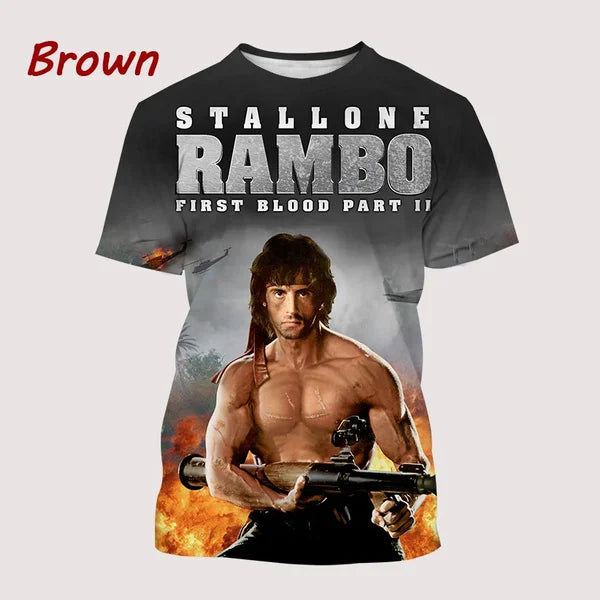 Sylvester Stallone Legend T-Shirt - 3D Printed Casual Movie Tee for Men and Women-7-Kid-160-