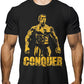 Conquer Shirt Arnold Schwarzenegger T-Shirt - Casual Workout Muscle Tee for Men-