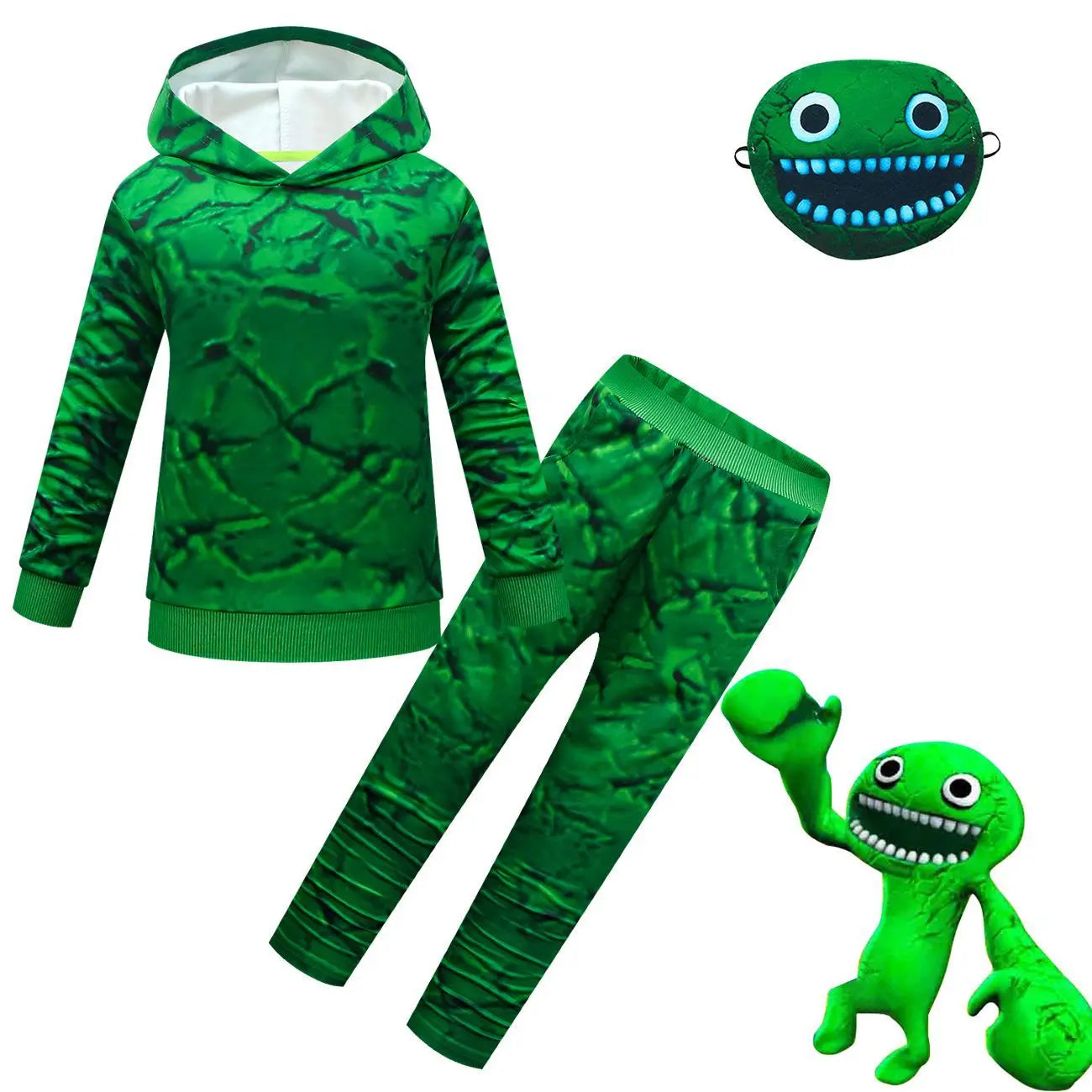 Garten of Banban Costume - Fire Demon Game Doll Cosplay Clothing, Includes Flynn Steve Nabnabr Jumbo Josh Peluche Kids Hoodie, Pants, and Mask-