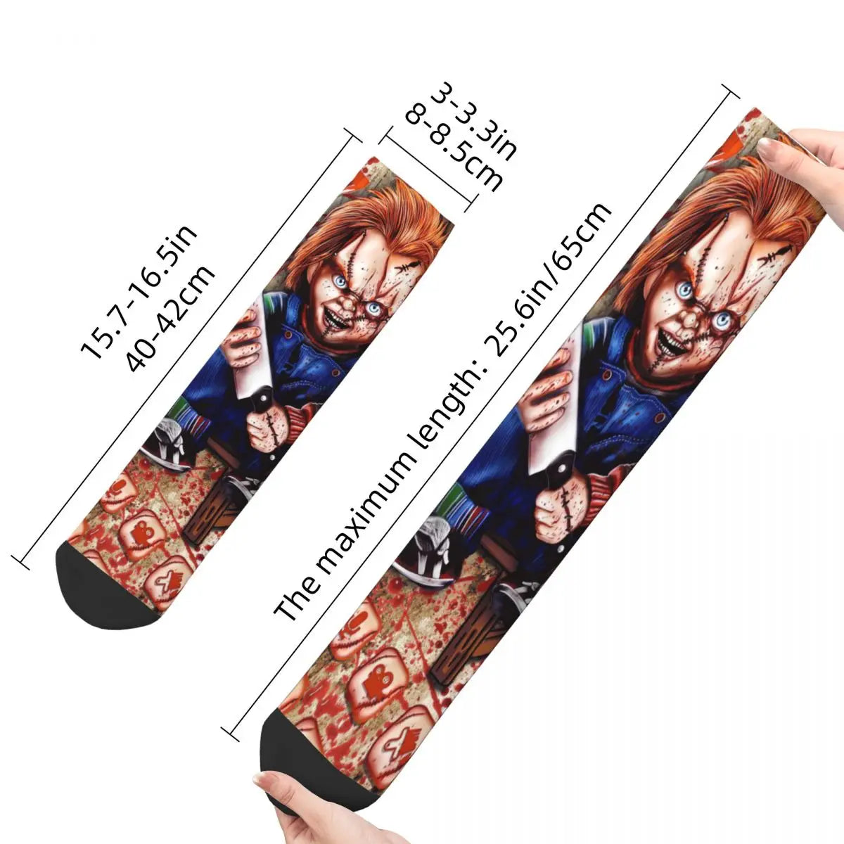 Chucky Childs Play Horror Movie Socks - Cool Unisex Design - Autumn Winter Non-slip Basketball Style-WHITE-One Size-