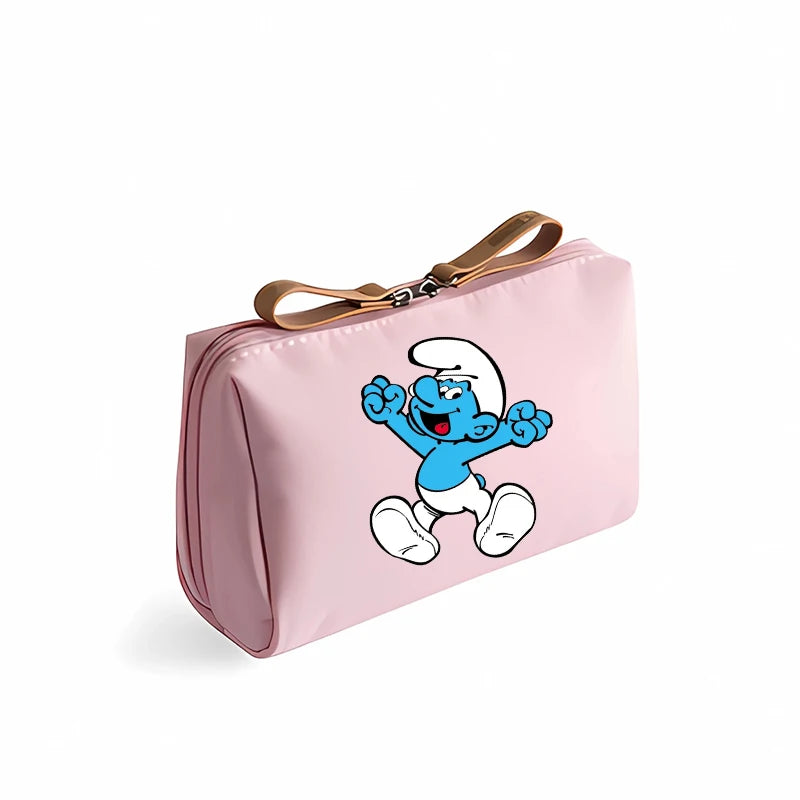 Smurfs Women's Cosmetic Makeup Bag - Cute Cartoon Print Portable Coin Purse, Teen Student Retro Office Gift-LJL 92-