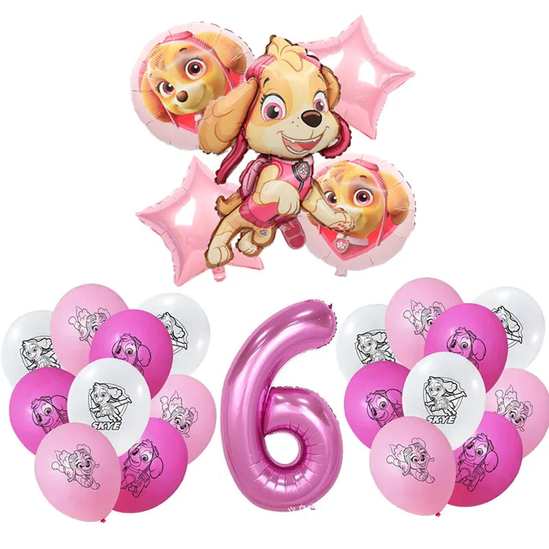 Paw Patrol Birthday Party Decorations Skye Pink - Paper Plates Cups Napkins Tableware Balloons - For Kids Baby Shower Party Supplies-24pcs balloons 6-