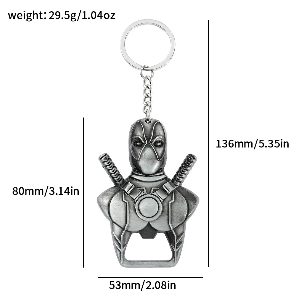 Deadpool Bottle Opener Keychain - Marvel Comic Corkscrew Keyring - Great Gift for Fans-Deadpool Keychains-CHINA-