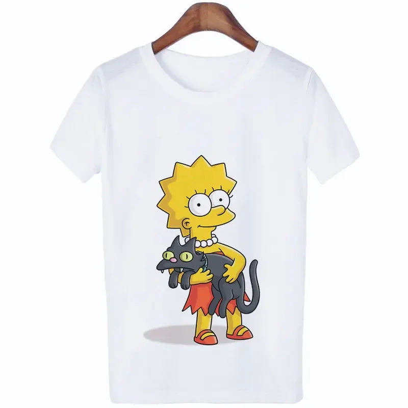 Unisex Simpsons Summer T-Shirt - Aesthetic Retro Vibe Cartoon Style - Cute Gift for Girls, Boys, or Friends-XWP143H-S-