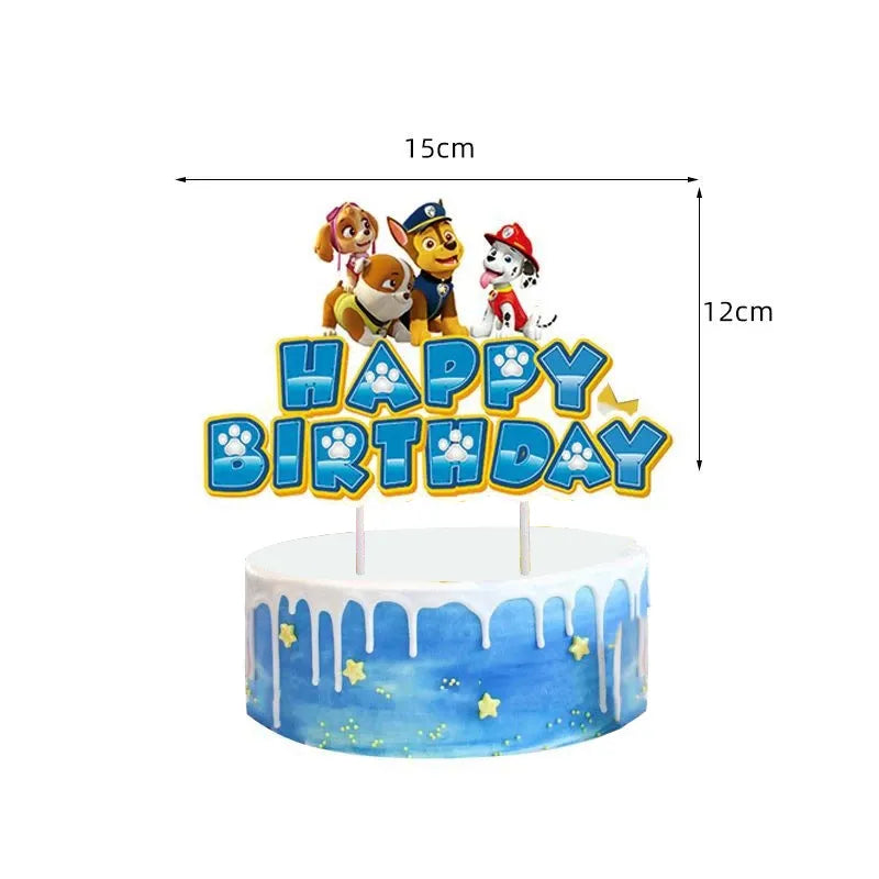 Paw Patrol Birthday Party Decorations Tableware Supplies Balloons Paper Party Plate Cup Napinks Gift Bag Baby Shower Kids Happy-1pc cake topper-