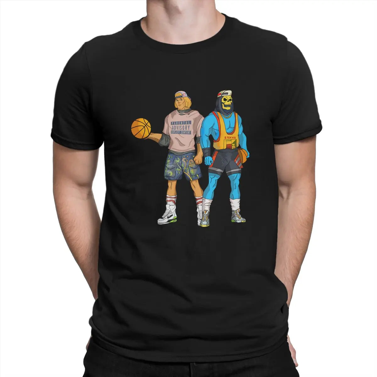 Real He-Man Can’t Jump T-Shirt: Punk Streetwear O-Neck Polyester Top - Retro 90's Movie Crossover - Gift For Dad-Black-XXL-