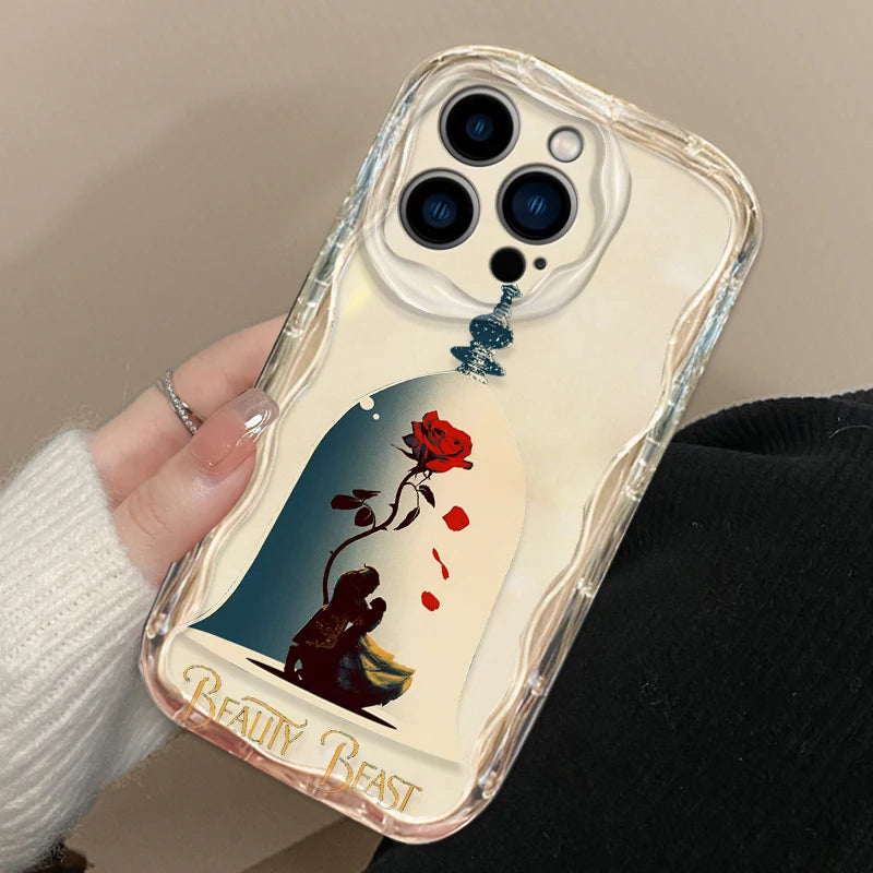 Beauty and the Beast Princess Phone Case for iPhone 15 14 13 12 11 - Wave Oil Cover for Protection-A04Wtou03-iPhone X-