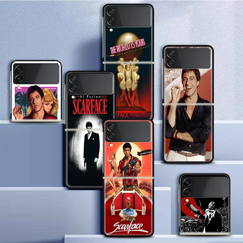 Scarface 1983 - Al Pacino Film Classic - Samsung Galaxy Z Flip Case - Fits Flip3, Flip4, Flip5 - PC Hard Plastic for Z Flip 5, 4, 3, 5G Fundas.-