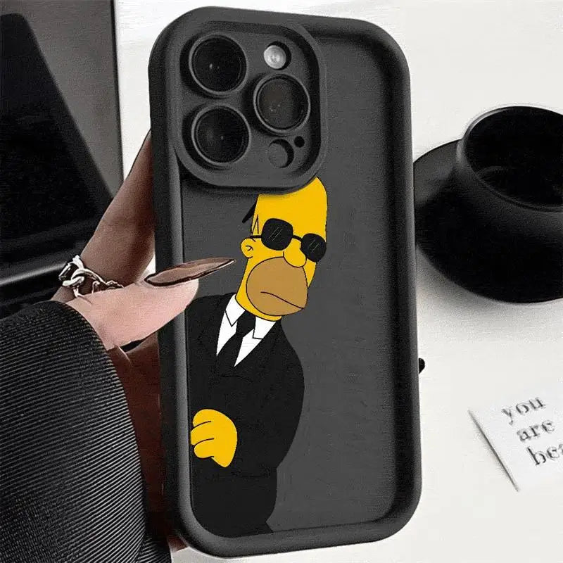 Funny Disney Simpsons Phone Case for iPhone 11 15 Pro Max 14 - Shockproof Silicone Funda Cover-UUANA01-for iPhone 15 Pro-