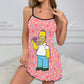 Summer Women's Simpsons Pajama Dress - Sexy Suspenders for Home Comfort - Adorable Gift for Girlfriend or Wife-DADQUA355-L-