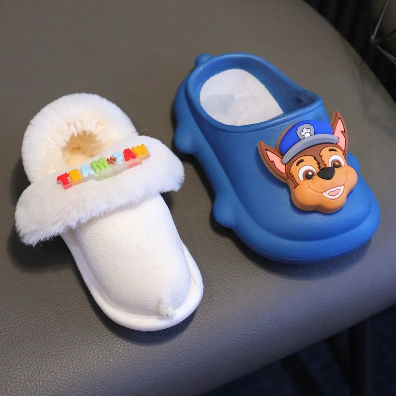 Paw Patrol Children Cartoon Print Cotton Slipper - Plush Soft Winter Warm - Baby Boy Girl Indoor Home Bedroom Shoes - Fluffy Slippers-