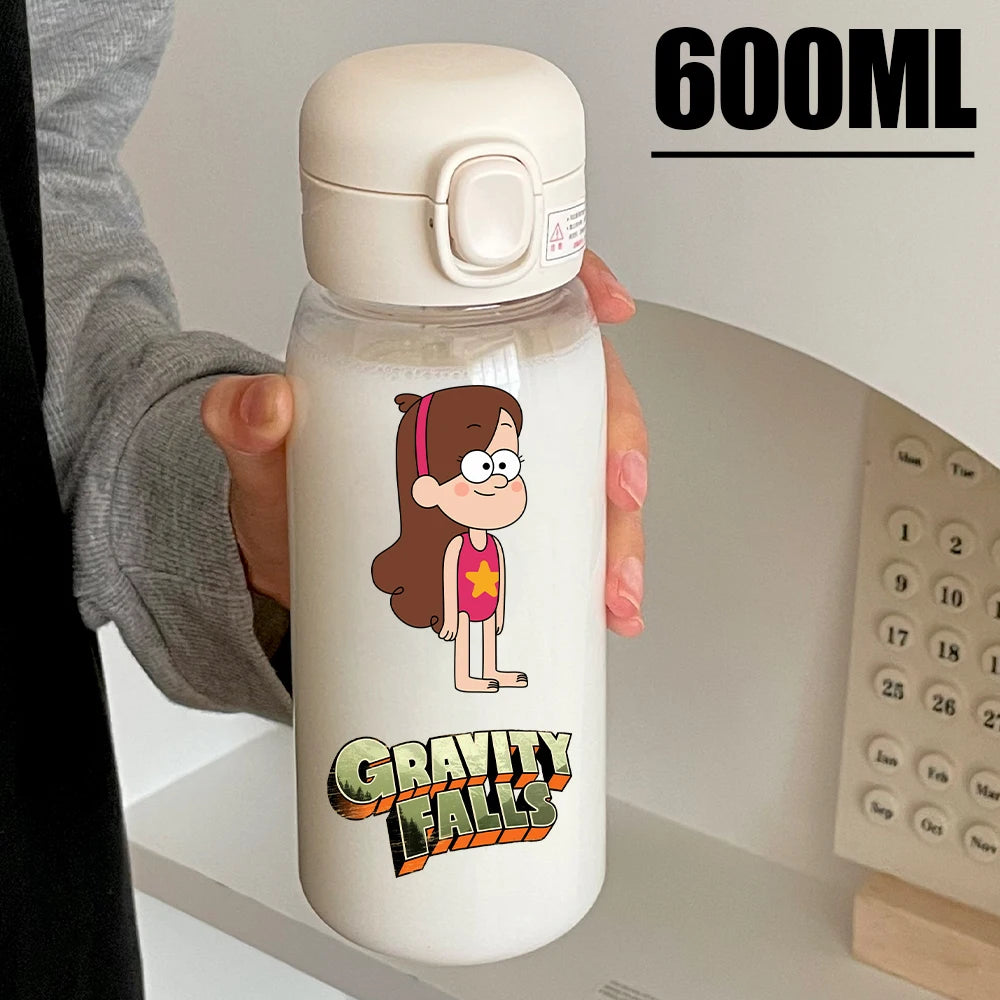 Disney Gravity Falls Water Bottle - 600ML Leak-Resistant Portable Drinking Cup - Transparent PC Design Featuring Dipper and Mabel-GDXZ-5-600ml-