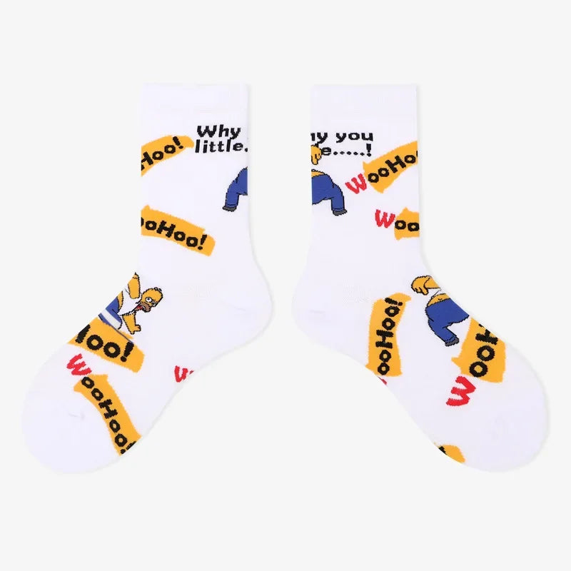 Simpsons Cotton Socks - Funny and Fashionable Hip-Hop Style - Perfect Gift for Girlfriend or Wife Simpsons Fan-23-EUR 35-42-