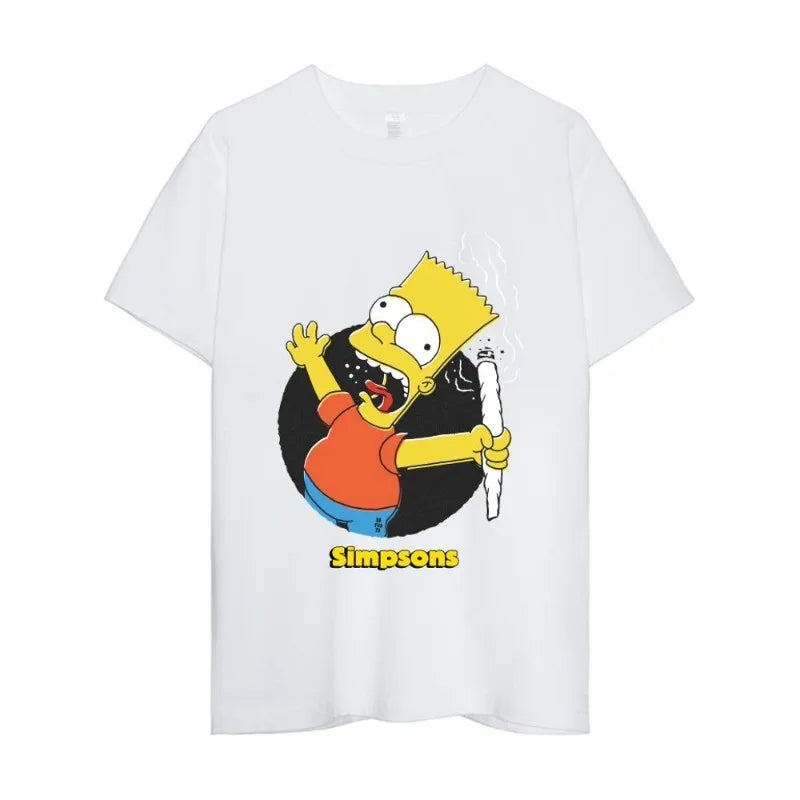 The Simpsons Couple T-Shirts - Cotton Short Sleeve Tops - Matching Clothes for Boyfriend and Girlfriend-white 3-XXL-