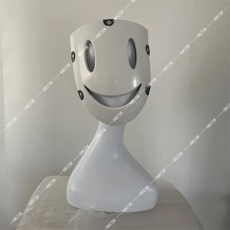 Anime cosplay Tenkuu Shinpan High-Rise Invasion Cosplay Mask - Comes with Hat Made of PVC, White Mask, and Japanese Samurai Costume Props-