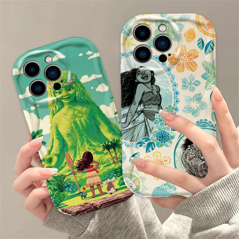 Cute Moana Cartoon Phone Case for iPhone 15 14 13 12 11 - Wave Oil Cover for Protection-